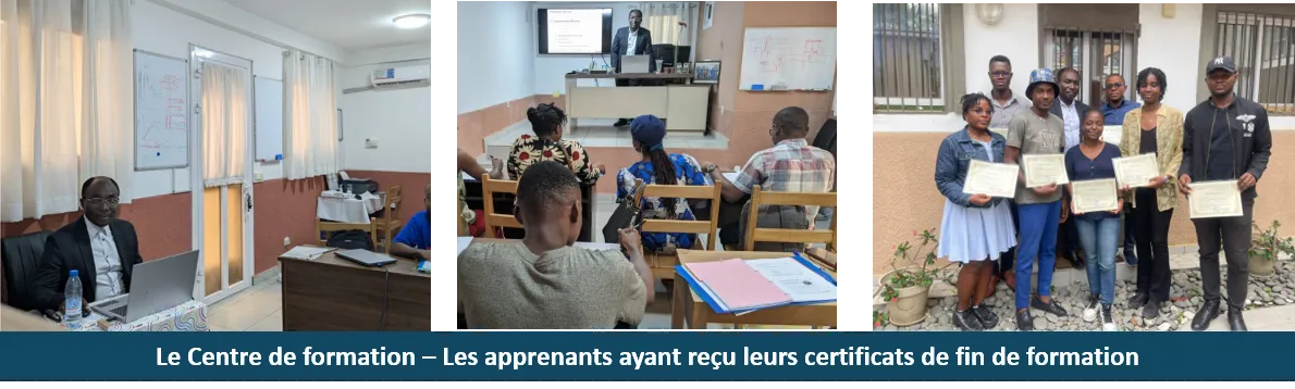 Le centre de formation JEMAKAM et des apprenants recevant leurs certificats de fin de formation